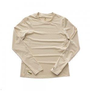 Beige Tracksmith Session Long Sleeve Women's Shirts Australia | XQNY-75128