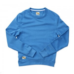 Blue Tracksmith Trackhouse Midweight Crew Men's Sweatshirt Australia | QVSC-08694