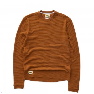 Brown Tracksmith Fells Waffle Men's Base Layer Australia | GOBY-78260