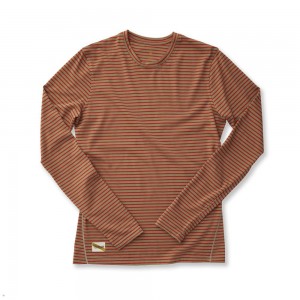 Brown Tracksmith Horizon Long Sleeve Men's Shirts Australia | AMET-30856