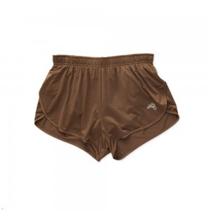 Brown Tracksmith Twilight Split Women's Shorts Australia | BYOW-51328