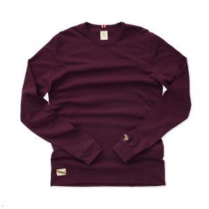 Burgundy Tracksmith Grayboy Long Sleeve Men's Shirts Australia | CMSQ-50198