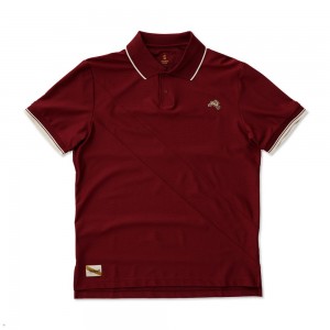 Burgundy Tracksmith Van Cortlandt Polo Men's Shirts Australia | XJYB-69078