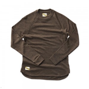 Coffee Tracksmith Downeaster Crew Women's Mid Layer Australia | UXPH-03976