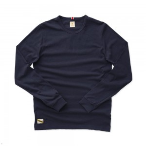 Navy Tracksmith Grayboy Long Sleeve Men's Shirts Australia | DSOM-42897