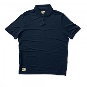 Navy Tracksmith Rapid Transit Polo Men's Shirts Australia | GXLI-19320