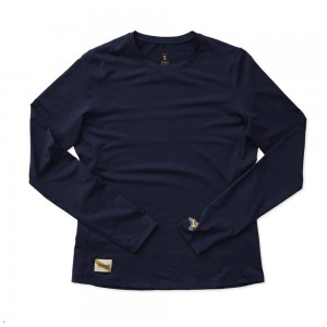 Navy Tracksmith Session Long Sleeve Women's Shirts Australia | CPNS-81365