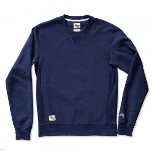 Navy Tracksmith Trackhouse Crew Men's Sweatshirt Australia | MUWB-15704