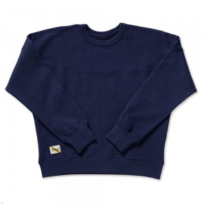 Navy Tracksmith Trackhouse Crew Women's Sweatshirt Australia | VEYN-41258