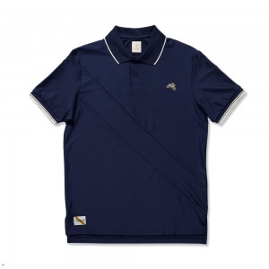 Navy Tracksmith Van Cortlandt Polo Men's Shirts Australia | EBJZ-90542