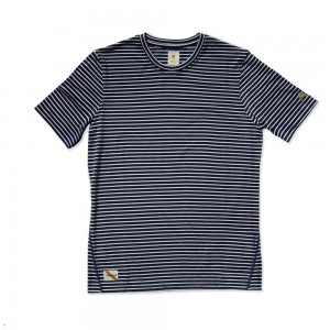 Navy White Tracksmith Horizon Men's Tee Australia | JNSY-84951