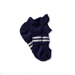 Navy White Tracksmith Merino No Show Sock Australia | BHUY-71902