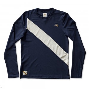 Navy White Tracksmith Van Cortlandt Long Sleeve Women's Shirts Australia | PQUB-94038