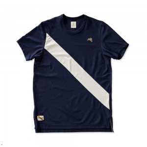 Navy White Tracksmith Van Cortlandt Men's Tee Australia | XNSY-83467