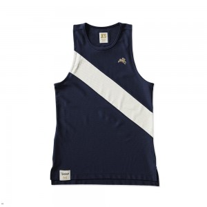 Navy White Tracksmith Van Cortlandt Women's Singlet Australia | YNSP-07649