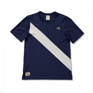 Navy White Tracksmith Van Cortlandt Women's Tee Australia | QIGF-18607