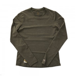 Olive Tracksmith Session Long Sleeve Women's Shirts Australia | EHJW-78401