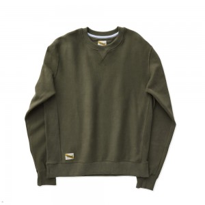 Olive Tracksmith Trackhouse Crew Men's Sweatshirt Australia | BTRD-57632