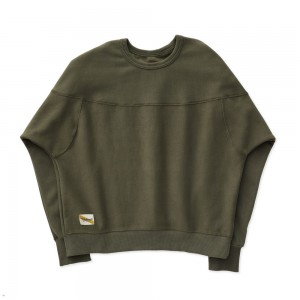 Olive Tracksmith Trackhouse Crew Women's Sweatshirt Australia | SMPL-80316