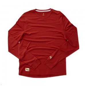 Red Tracksmith Harrier Long Sleeve Men's Shirts Australia | NXQR-82731