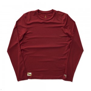 Red Tracksmith Session Long Sleeve Men's Shirts Australia | NYEB-72605