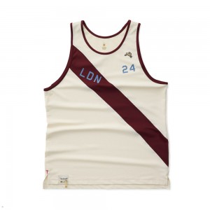 White Burgundy Tracksmith London Men's Singlet Australia | LIVZ-05874