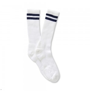 White Navy Tracksmith Merino Tube Sock Australia | IEFT-15426