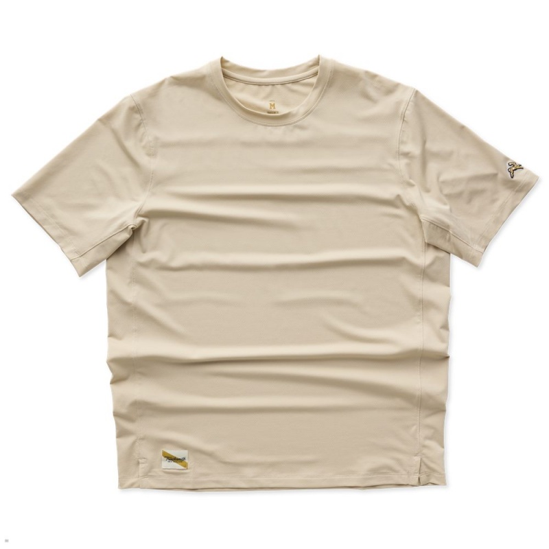 Beige Tracksmith Session Men\'s Tee Australia | UISN-46750