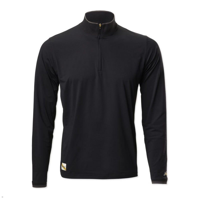 Black Tracksmith Session Quarter Zip Men\'s Mid Layer Australia | CQEA-64307