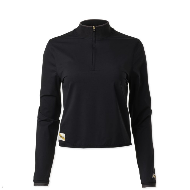 Black Tracksmith Session Quarter Zip Women\'s Mid Layer Australia | GOTD-78236