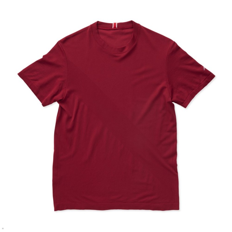 Burgundy Tracksmith Cambridge Men\'s Tee Australia | BXUW-76853