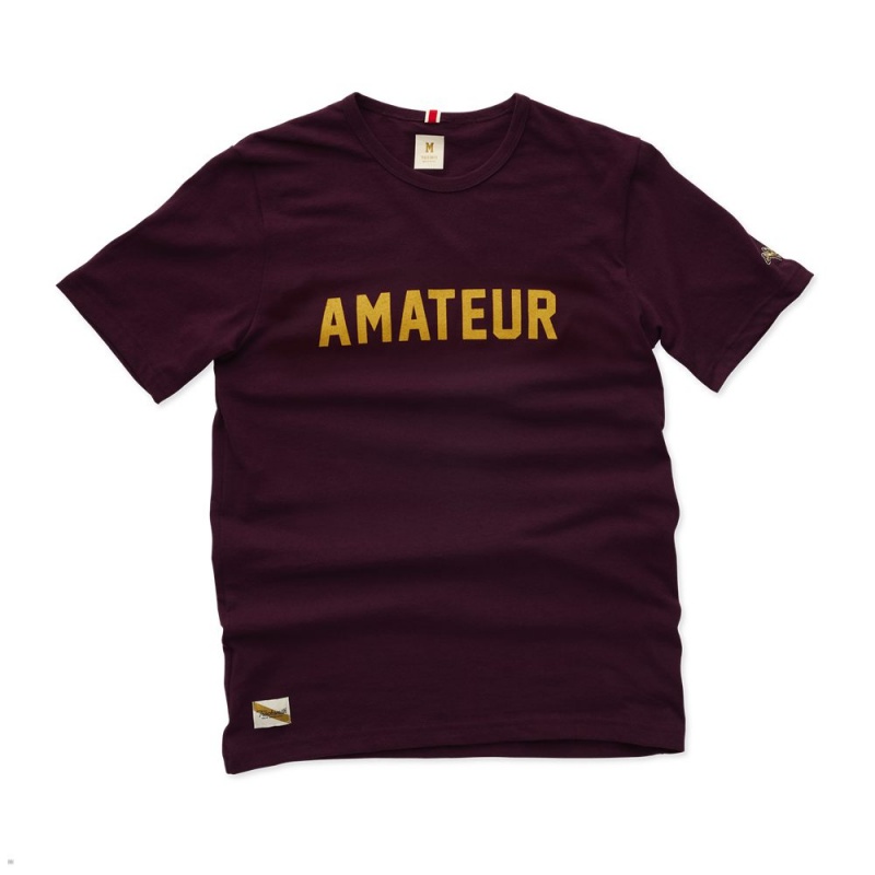 Burgundy Tracksmith Grayboy Amateur Men\'s Tee Australia | RKXP-76183