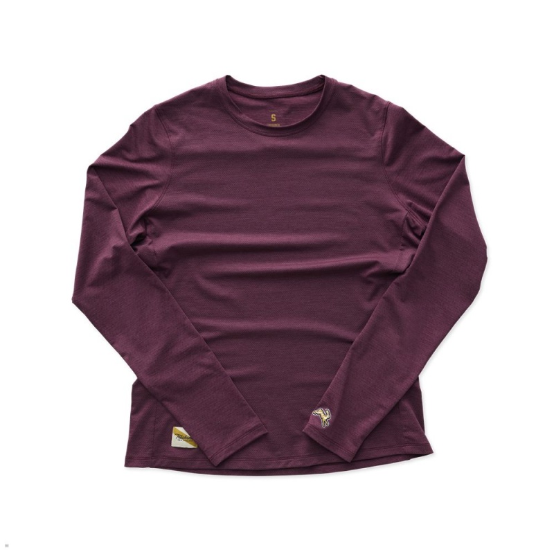 Burgundy Tracksmith Session Long Sleeve Women\'s Shirts Australia | LBTI-31597