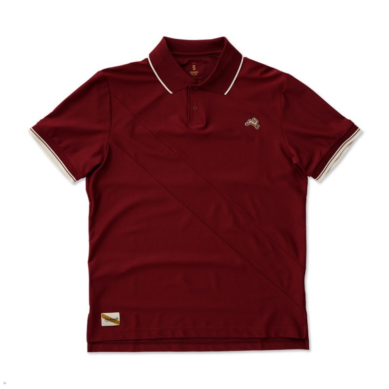 Burgundy Tracksmith Van Cortlandt Polo Men\'s Shirts Australia | XJYB-69078