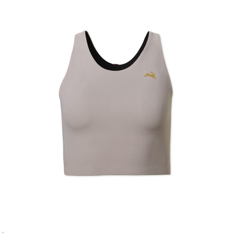 Grey Tracksmith Turnover Crop Women\'s Tops Australia | ESQY-57192