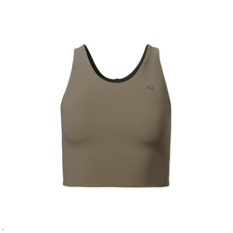 Khaki Tracksmith Turnover Crop Women\'s Tops Australia | DRGC-68143