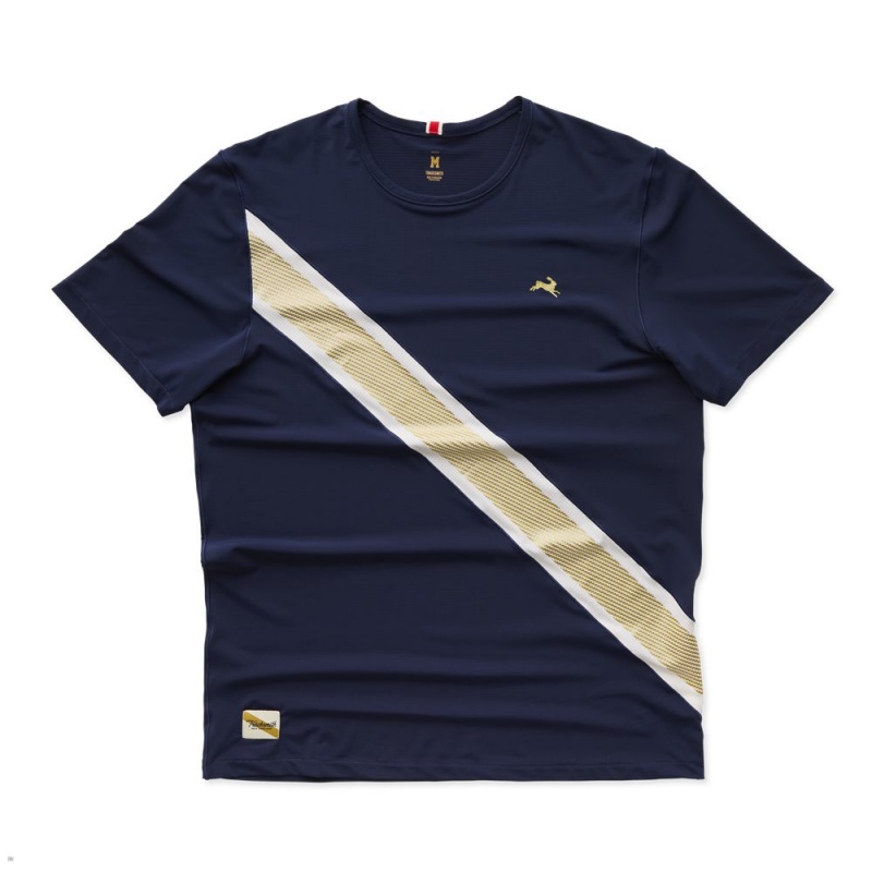 Navy Gold Tracksmith Strata Men\'s Tee Australia | QFEG-51792