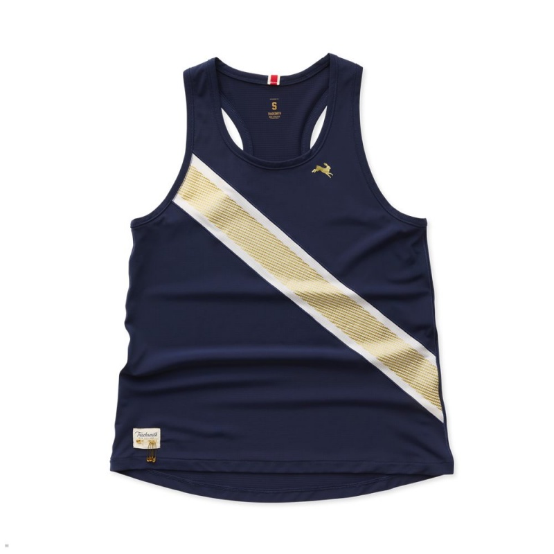 Navy Gold Tracksmith Strata Women\'s Singlet Australia | TBPF-89723