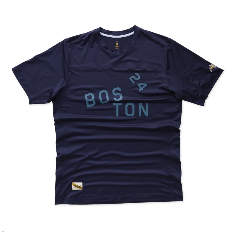 Navy Tracksmith Boston Men\'s Tee Australia | SAGB-04725