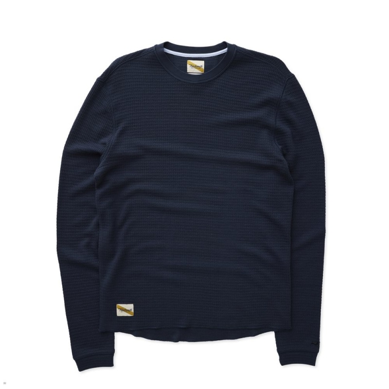 Navy Tracksmith Fells Waffle Men\'s Base Layer Australia | KQPR-79052