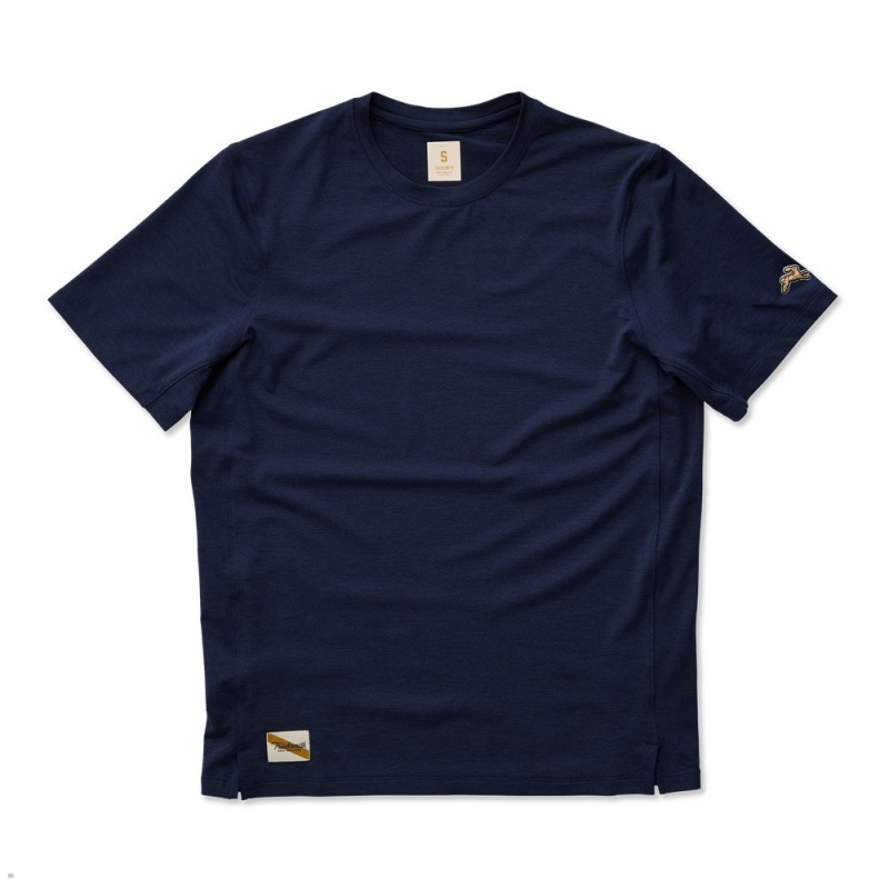 Navy Tracksmith Session Men\'s Tee Australia | CDXI-70693