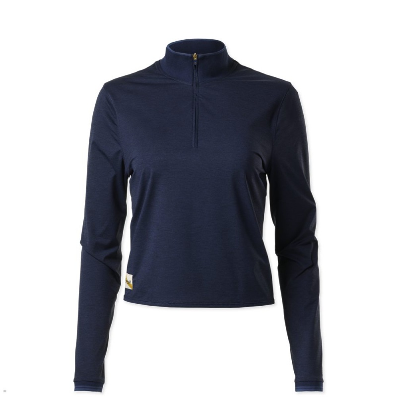 Navy Tracksmith Session Quarter Zip Women\'s Mid Layer Australia | YPMD-59467