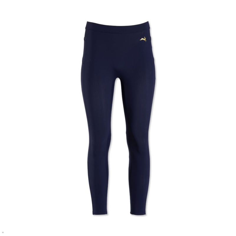 Navy Tracksmith Turnover Crop Women\'s Tights Australia | ZQPU-81453