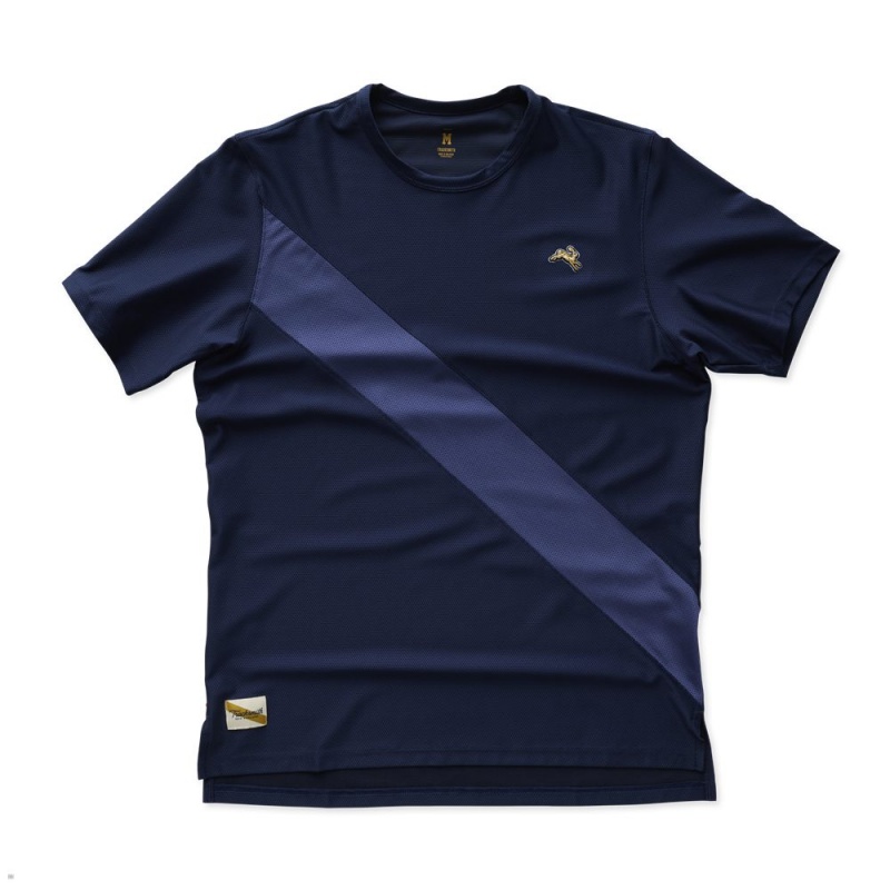 Navy Tracksmith Van Cortlandt Men\'s Tee Australia | ATQO-49372