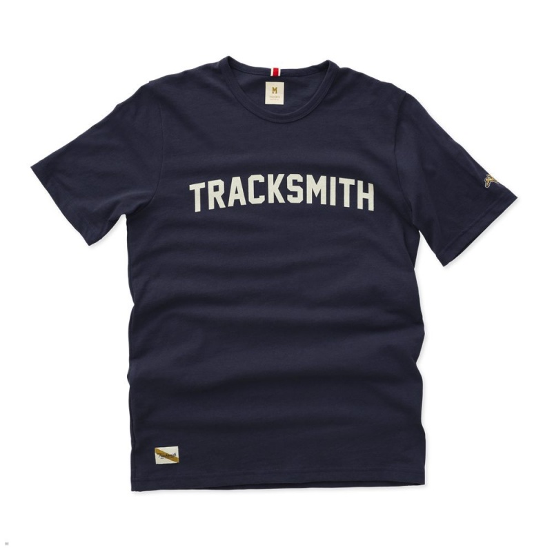 Navy White Tracksmith Grayboy Men\'s Tee Australia | CPFK-26534