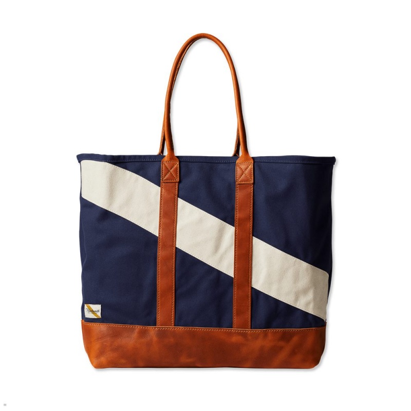 Navy White Tracksmith Tote Bags Australia | QXCL-04832