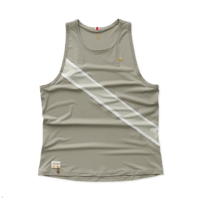 Olive Tracksmith Strata Men\'s Singlet Australia | LVXF-38421