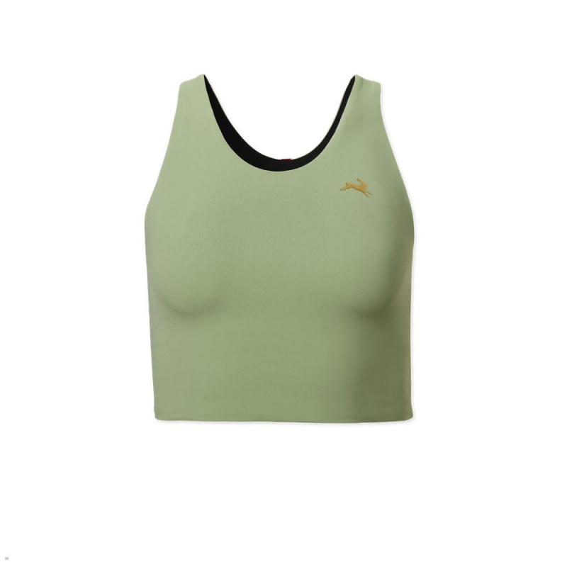 Olive Tracksmith Turnover Crop Women\'s Tops Australia | YQRT-87432