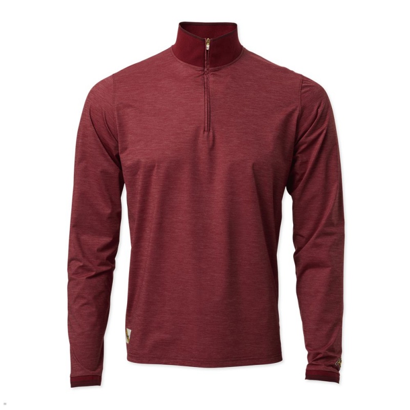 Red Tracksmith Session Quarter Zip Men\'s Mid Layer Australia | ENSO-12503