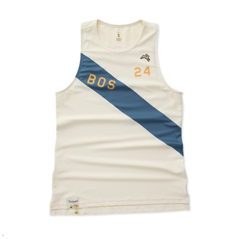 White Blue Tracksmith Boston Women\'s Singlet Australia | EZLD-28976